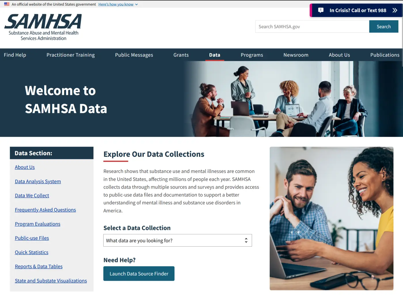 thumbnail of SAMHSA Data website