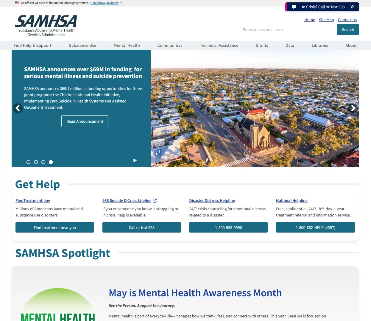 thumbnail of SAMHSA website